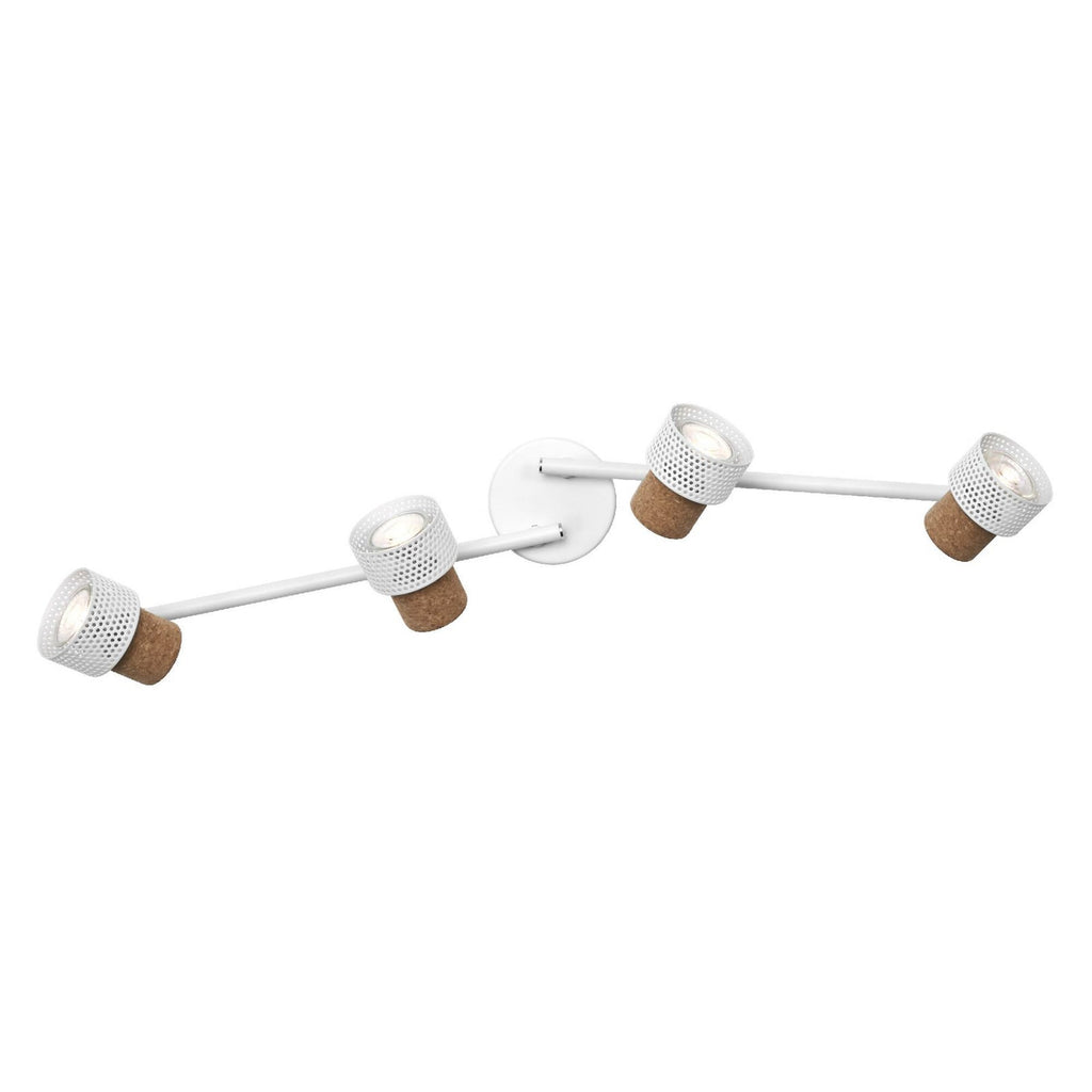 Takspot CORK 4-lys dimbar stål/kork hvit GU10 LED i bruk