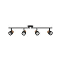 Takspot CORK 4-lys dimbar stål/kork svart GU10 LED forfra