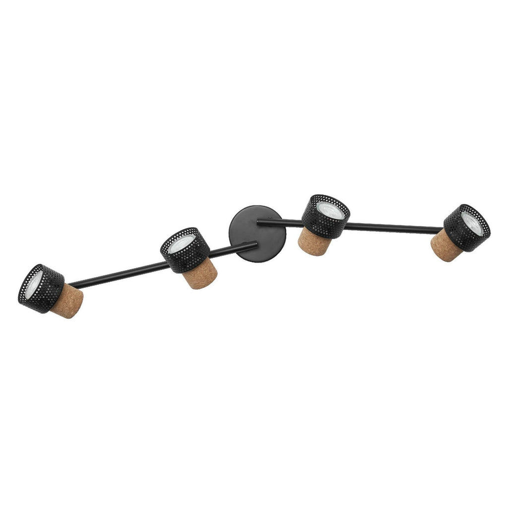 Oversiktsbilde av Takspot CORK 4-lys dimbar stål/kork svart GU10 LED i rom