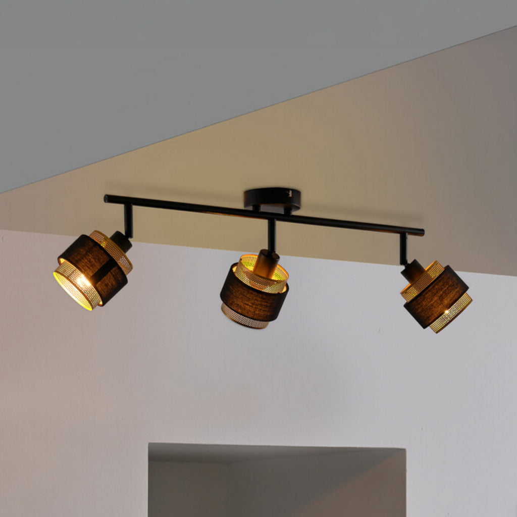 Takspot Decor Spot Hornet 3-lys svart/gull E14 forfra