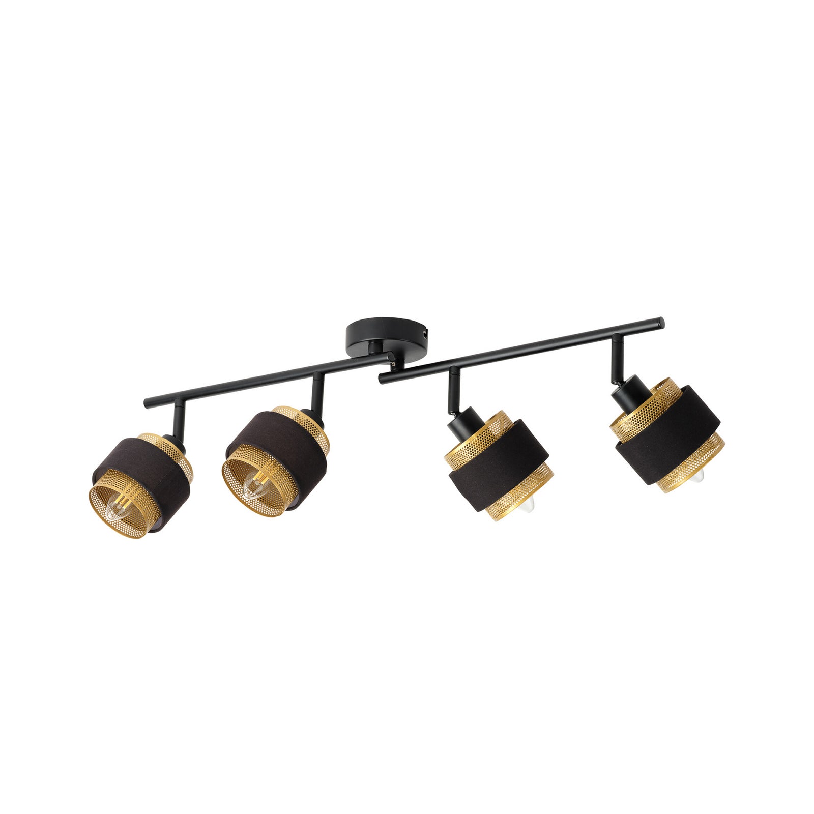Montert Takspot Decor Spot Hornet 4-lys svart/gull E14 71 cm i rom