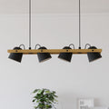 Takspot Hornwood-Z 4-lys LED dimbar RGB CCT svart/tre forfra