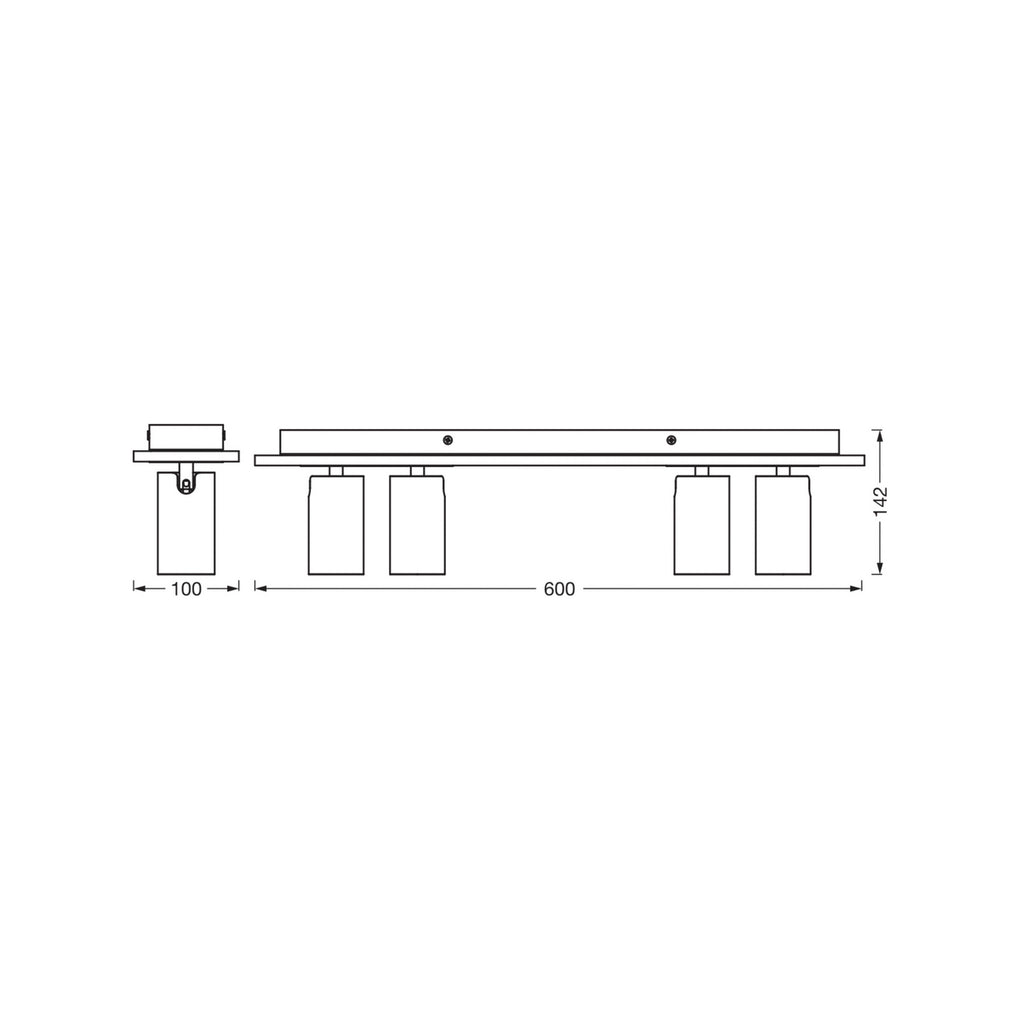 Takspot MERCURY 4-lys dimbar hvit/tre GU10 bakside