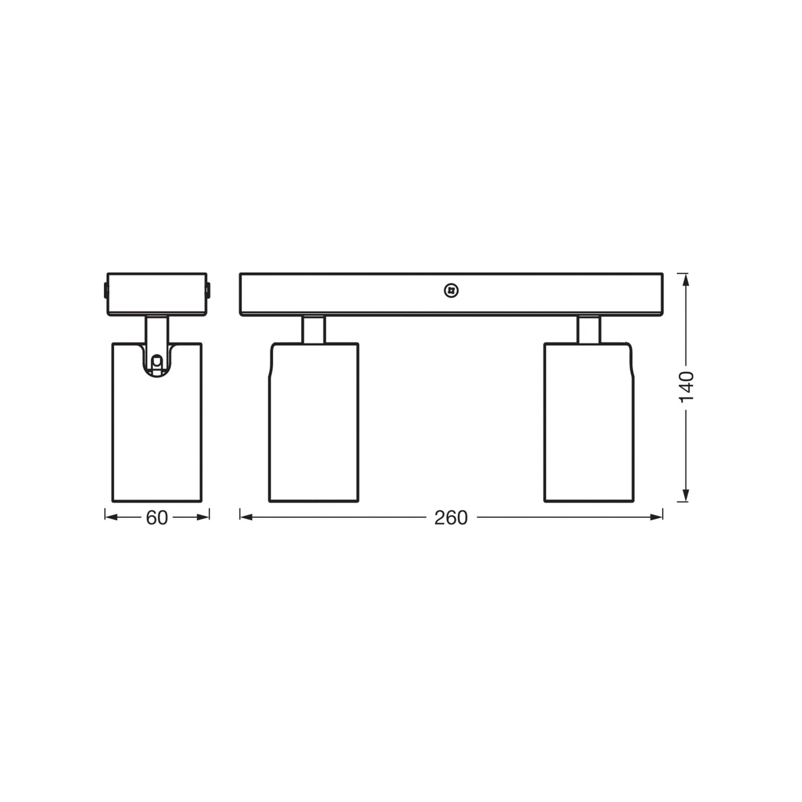 Takspot OCTAGON 2-lys hvit GU10 dimbar 2700K bakside