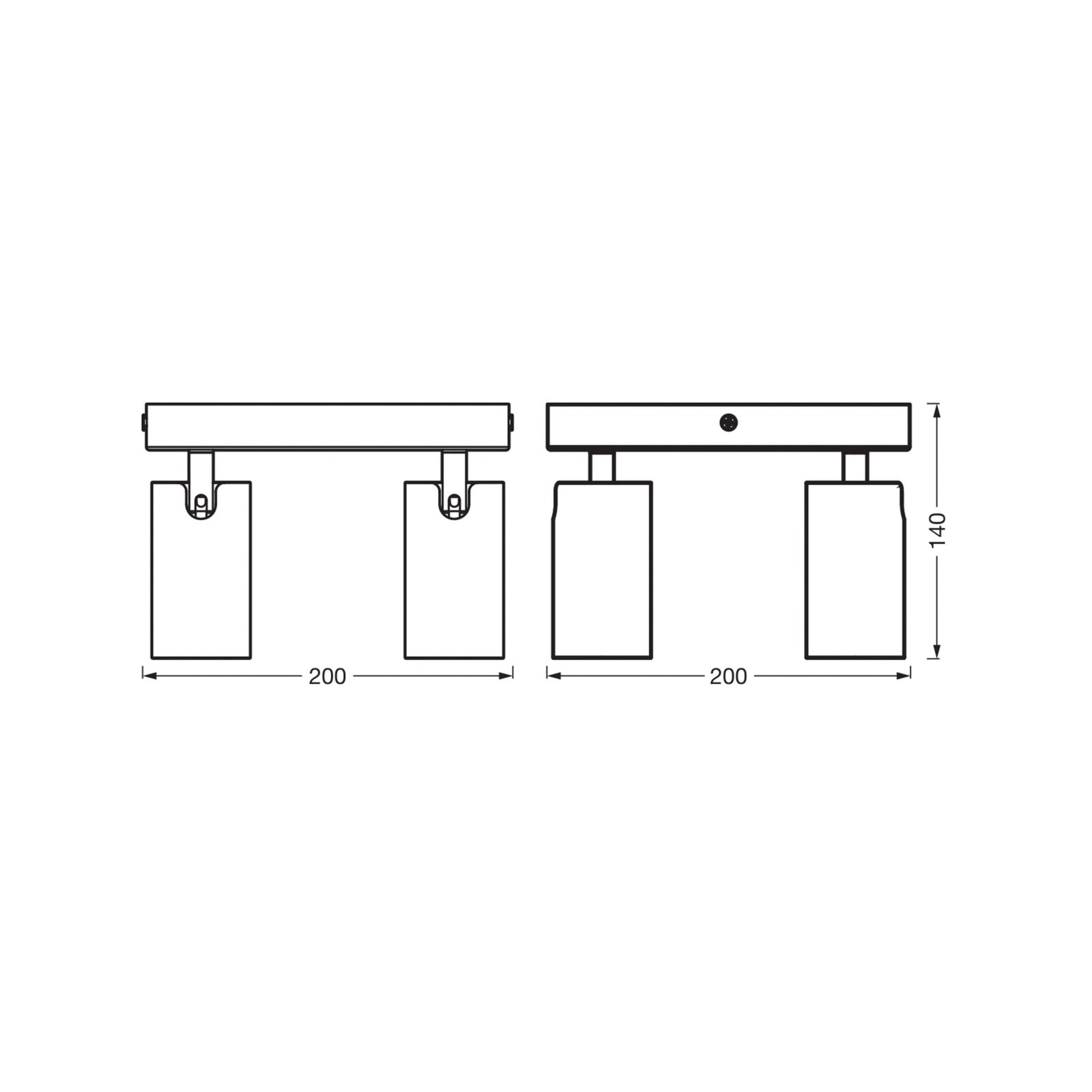 Takspot Octagon Plate 4-lys hvit dimbar GU10 - OSRAM bakside