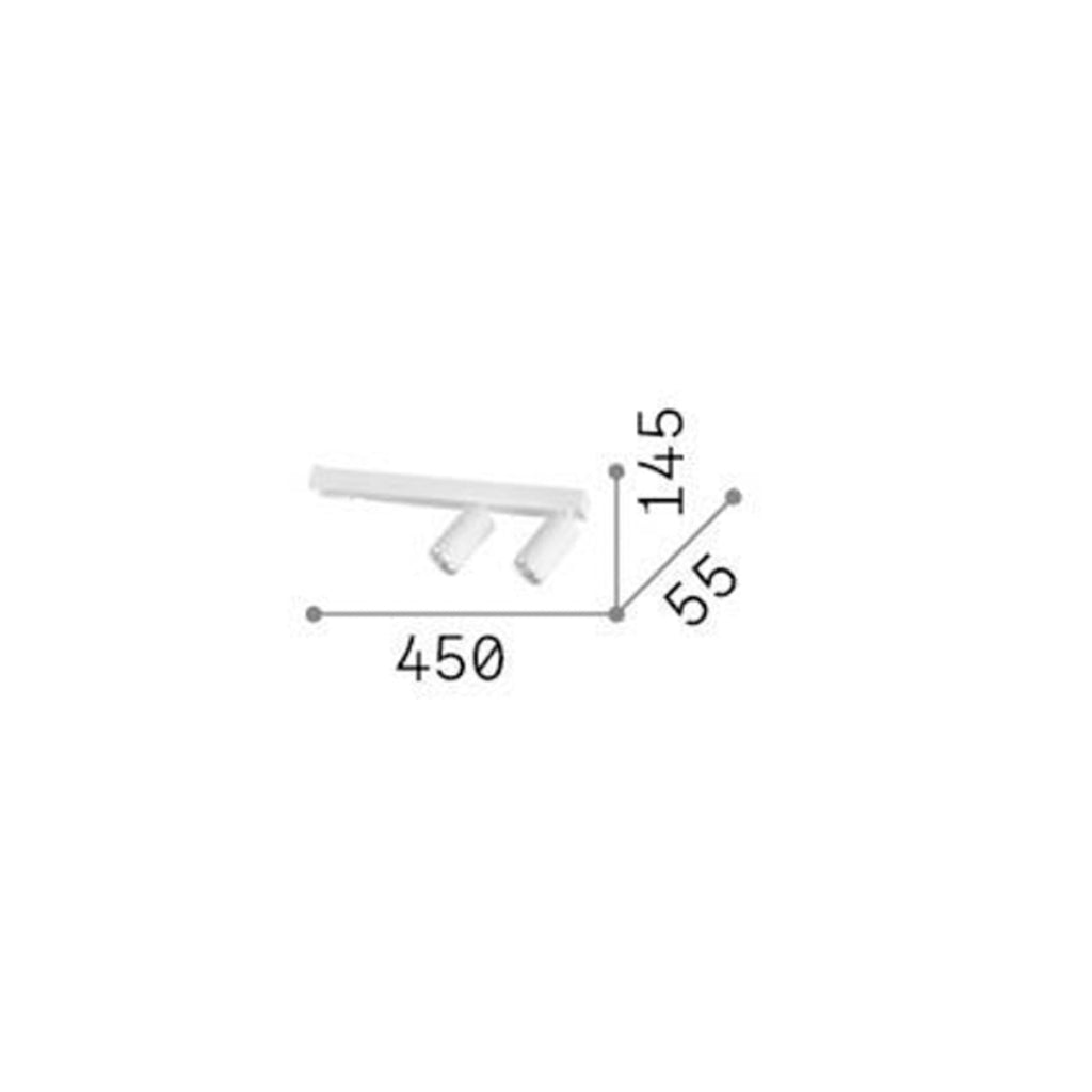 Takspot Profilo 2-lys svart metall 45 cm detalj
