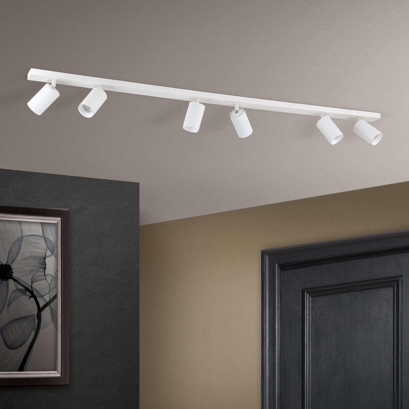 Takspot Sean 6-lys hvit svingbar GU10 dimbar 130 cm bakside