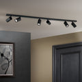 Takspot Sean 6-lys svart GU10 svingbar 130 cm - forfra