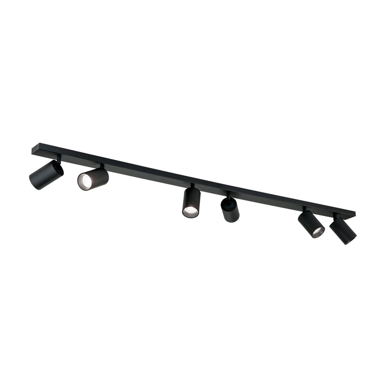 Takspot Sean 6-lys svart GU10 svingbar 130 cm - detalj av spotter