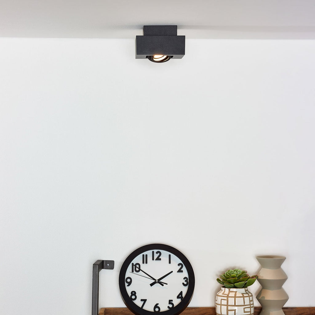 Takspot Xirax 1-lys svart aluminium dimbar GU10 bakside
