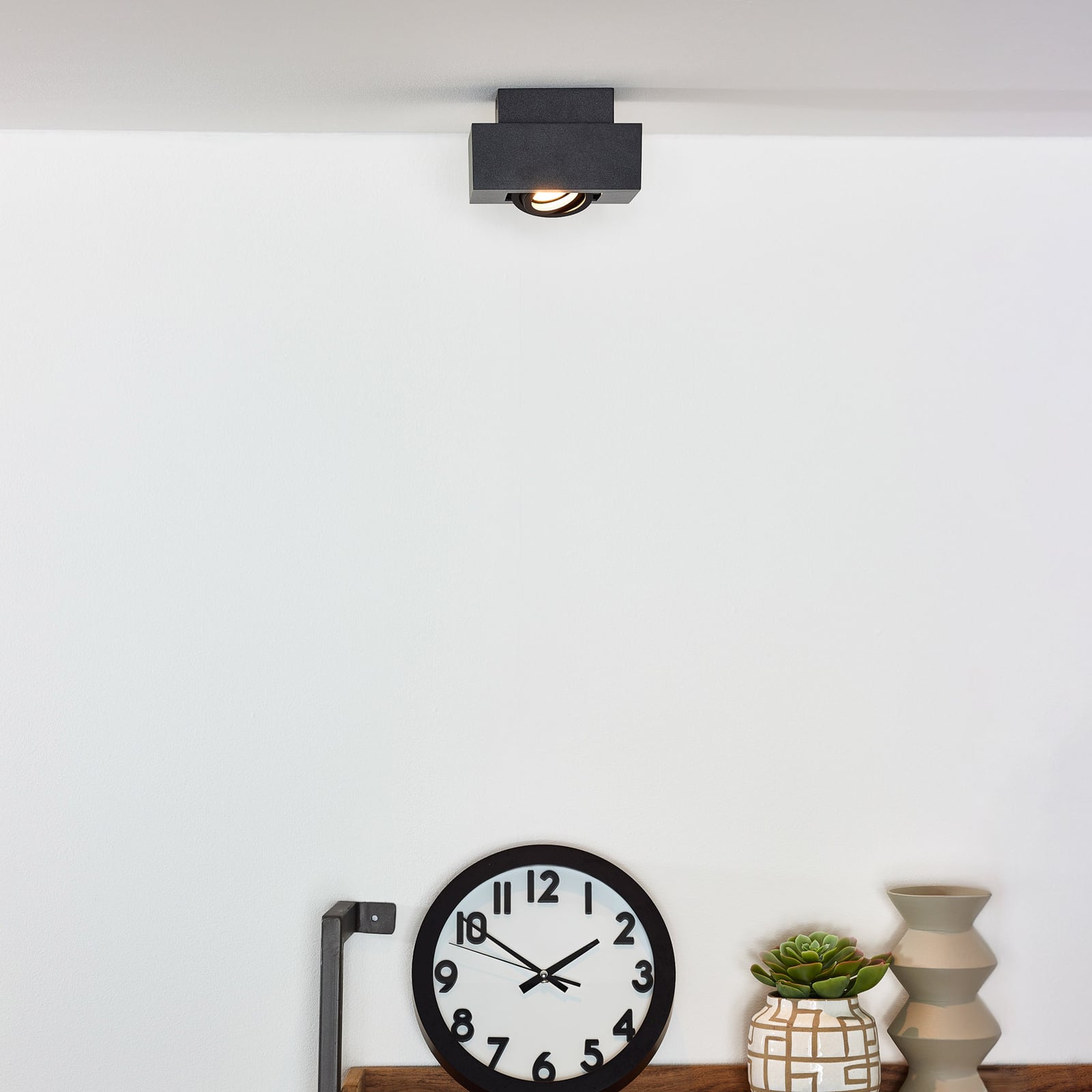 Takspot Xirax 1-lys svart aluminium dimbar GU10 bakside