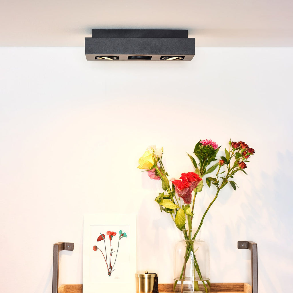 Takspot Xirax 3-lys dimbar dim-to-warm svart aluminium bakside