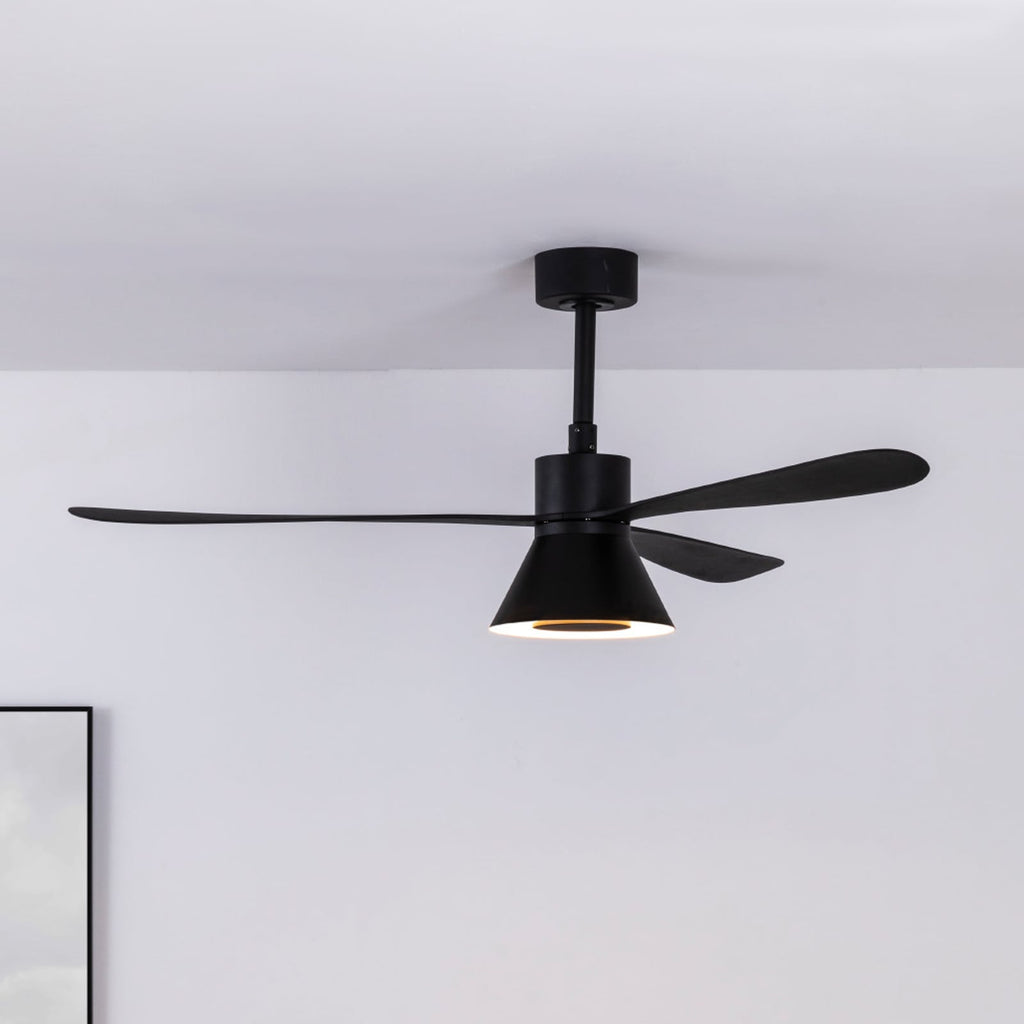 Takvifte med LED-lys Amelia Cone dimbar CCT Ø132 cm svart forfra