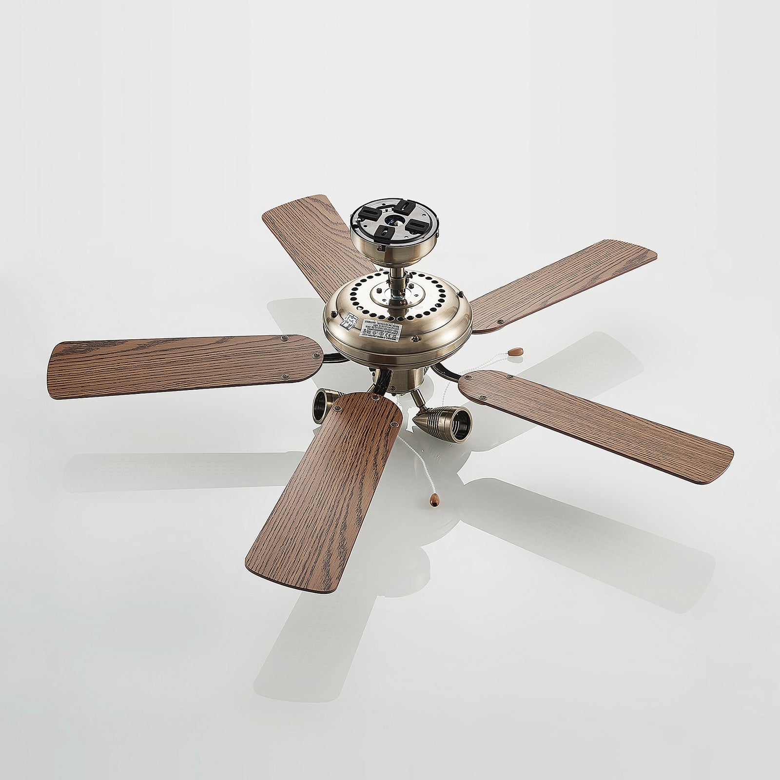 Takvifte med lys Anariki messing/eik Ø108,5 cm detalj av motor