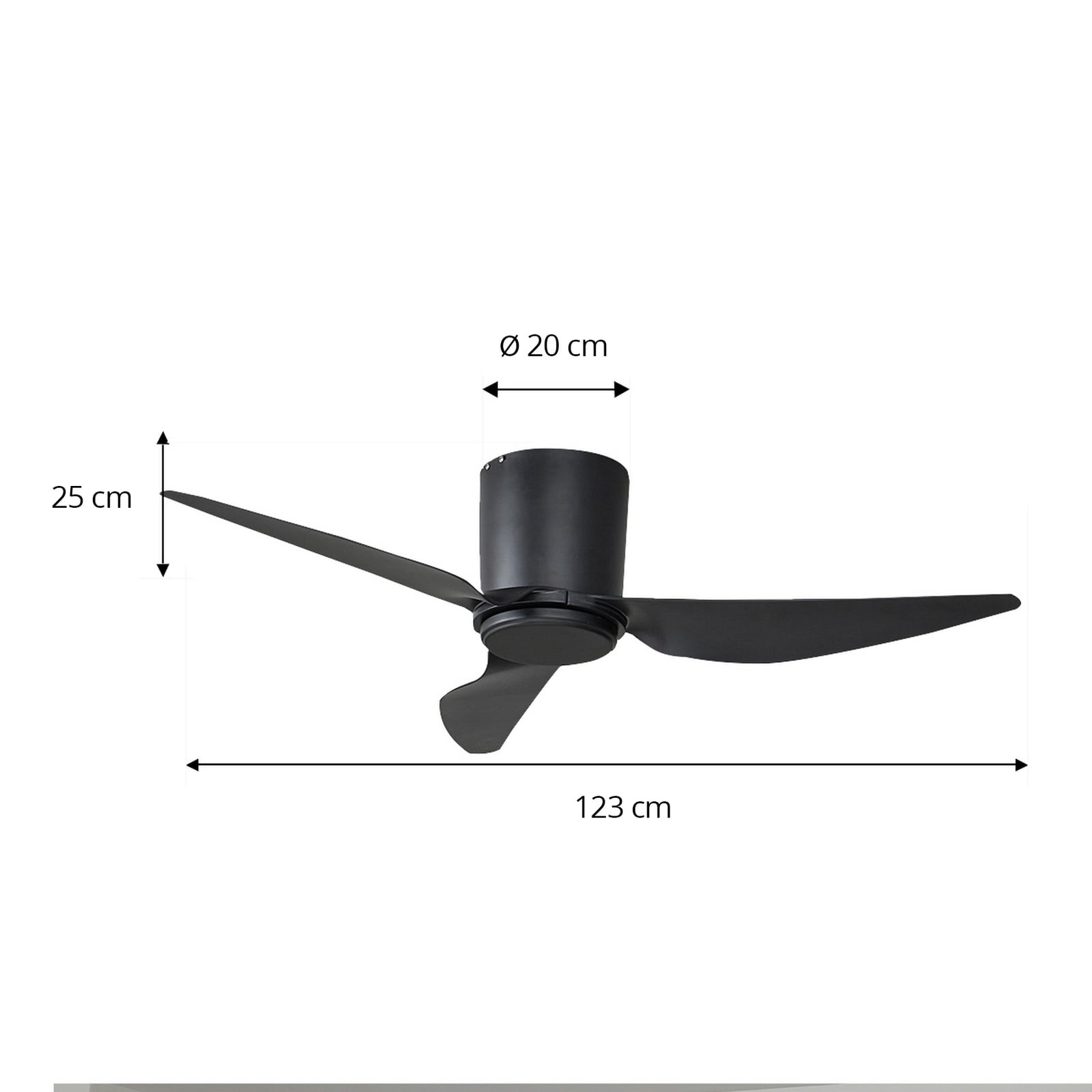 Detalj av Takvifte Aulo DC med fjernkontroll svart Ø123 cm