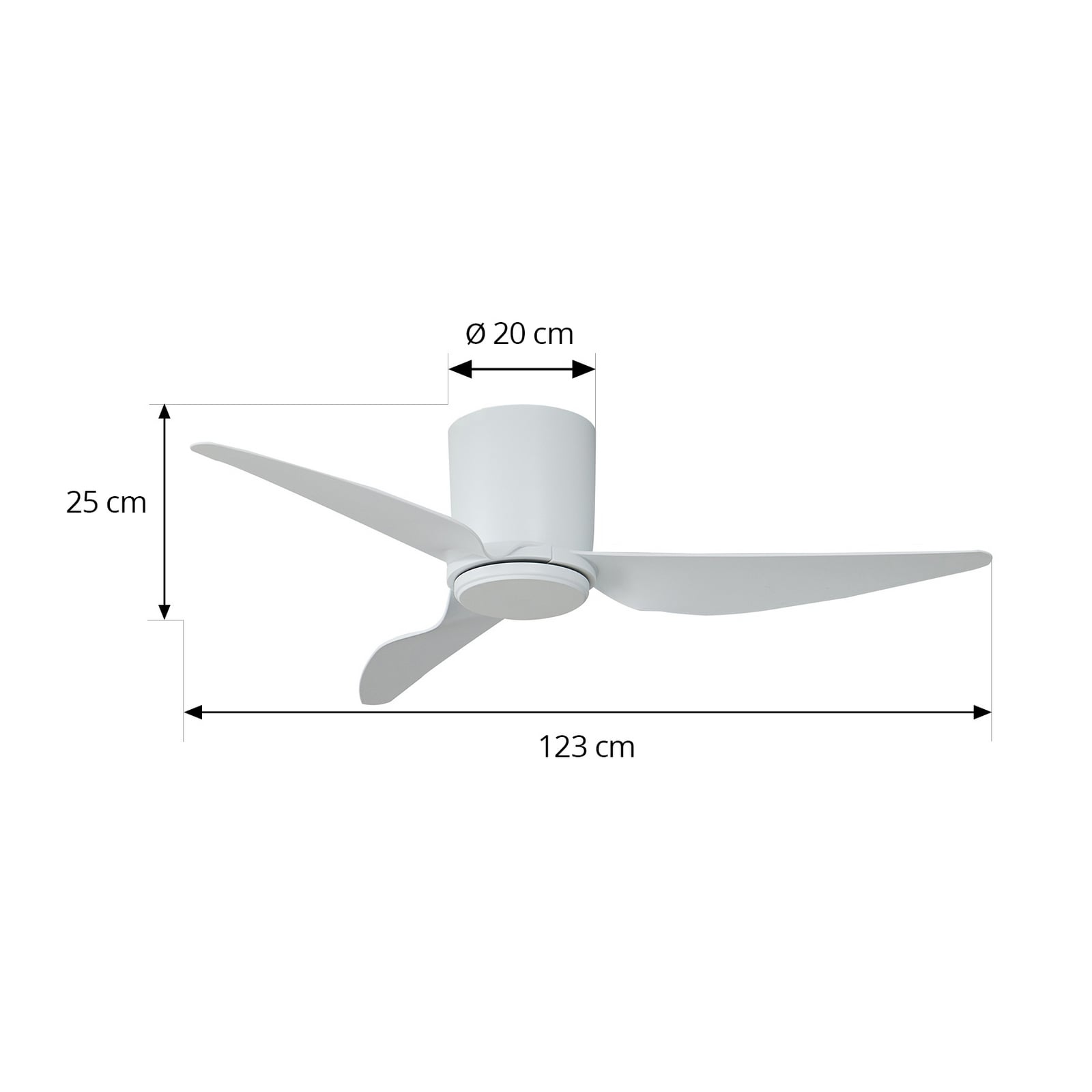 Detalj av Takvifte Aulo hvit DC med fjernkontroll Ø123 cm