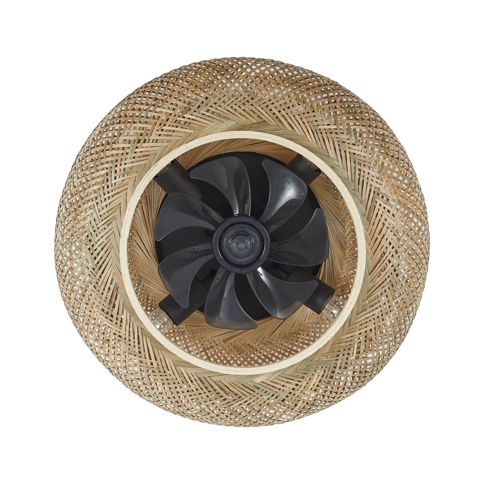 Takvifte Cordie med lys bambus/svart E27 Ø53 cm sett fra siden