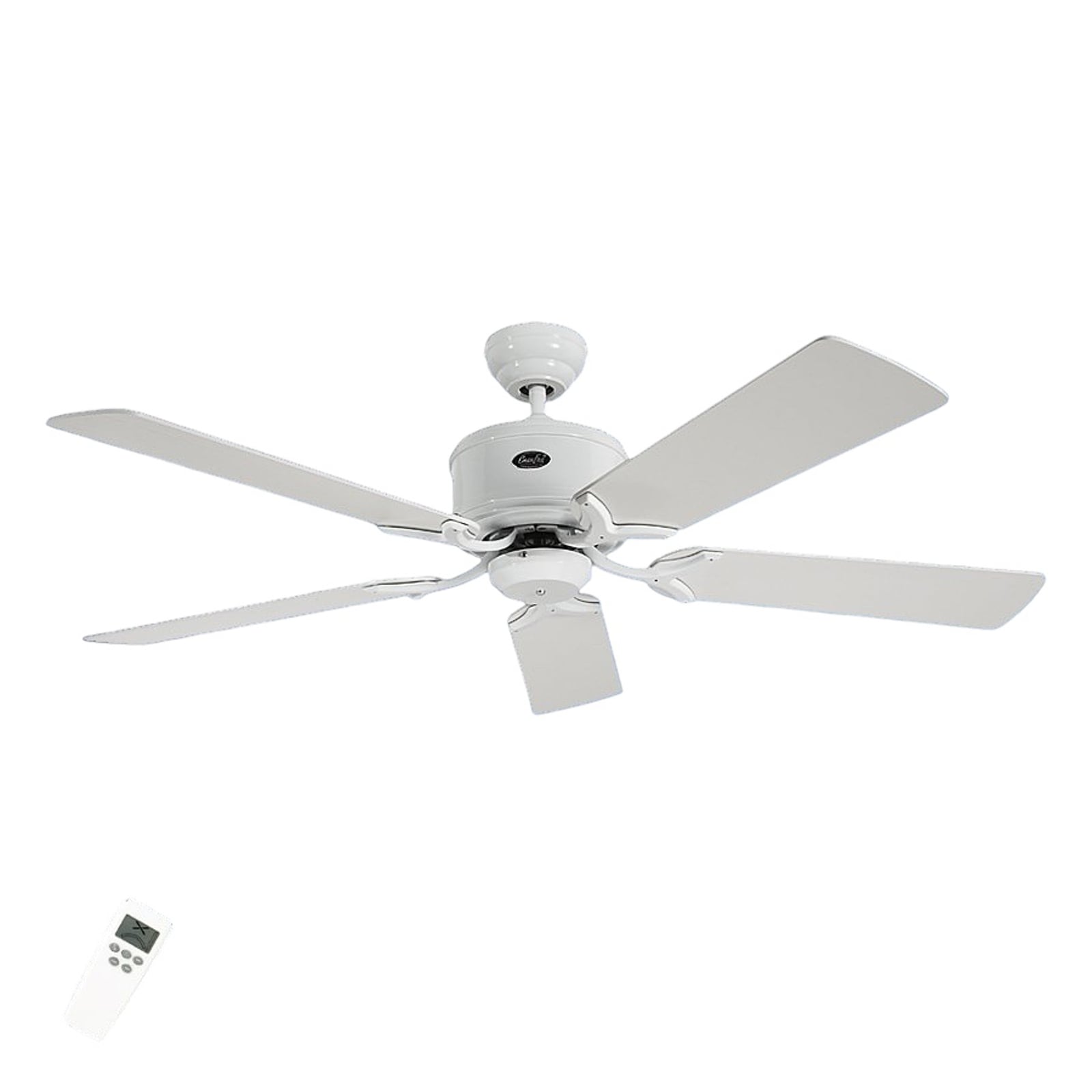 Takvifte Eco Elements hvit-grå Ø132 cm med fjernkontroll CasaFan forfra