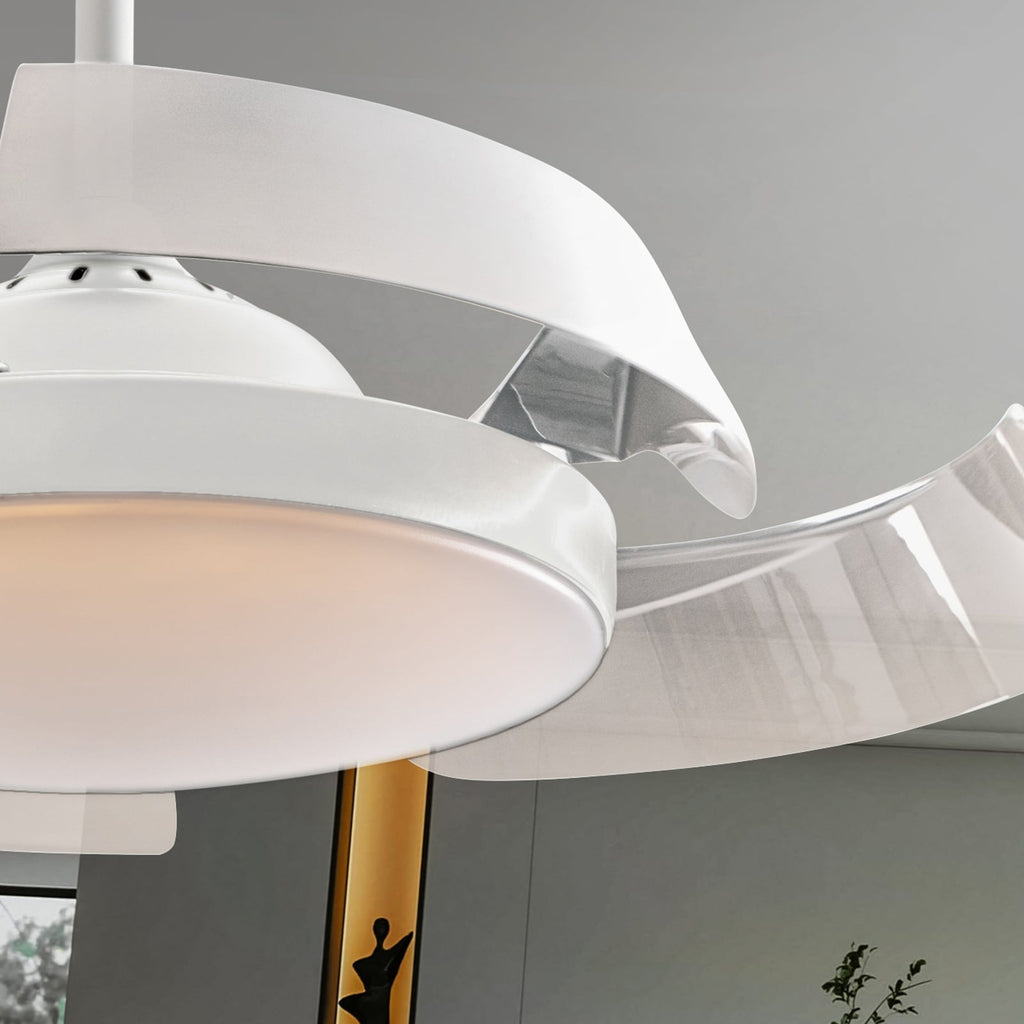 Nærbilde av LED-belysning på Takvifte Enzo med LED dimbar CCT hvit Ø106 cm