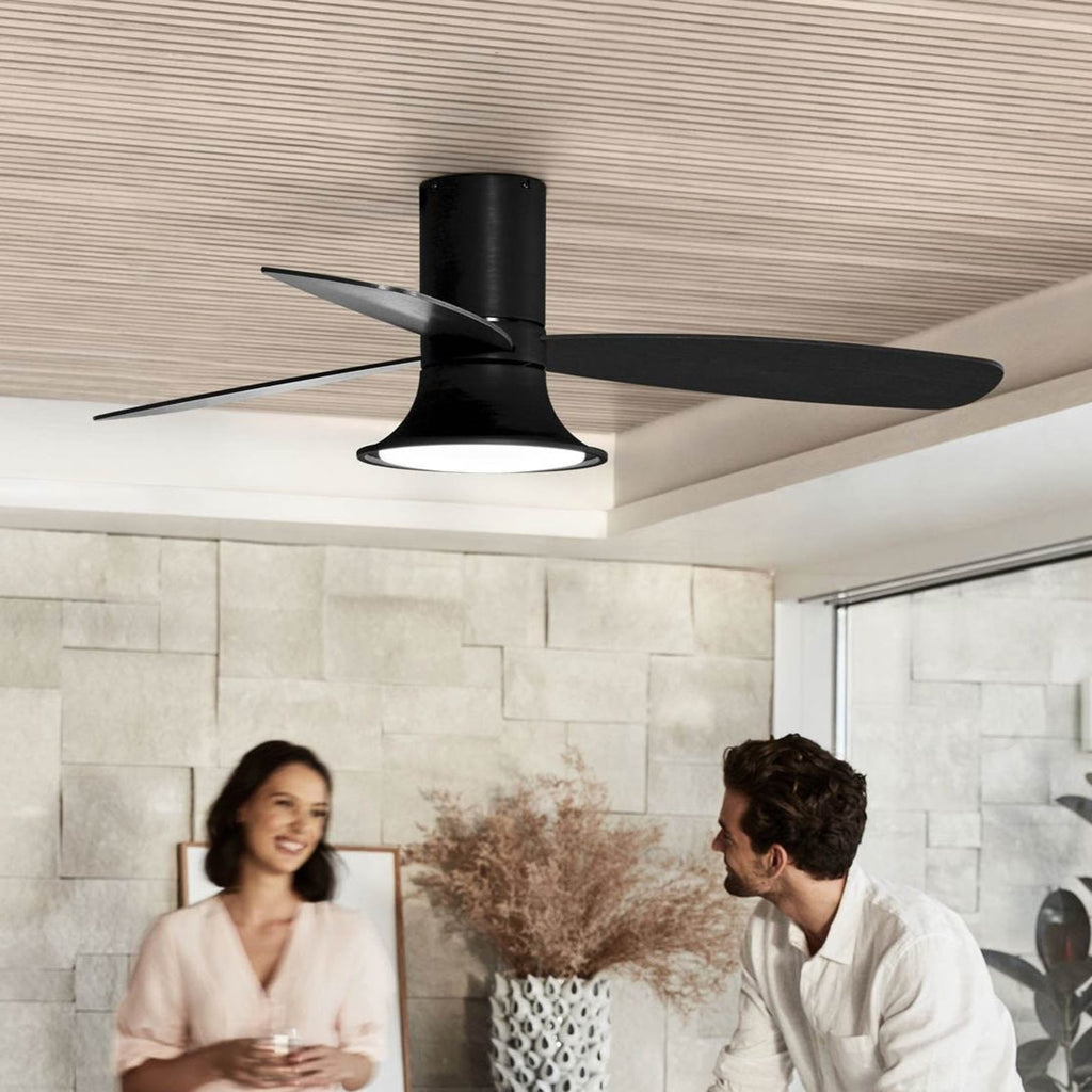 Takvifte Flusso med lys og fjernkontroll dimbar Ø132 cm svart forfra