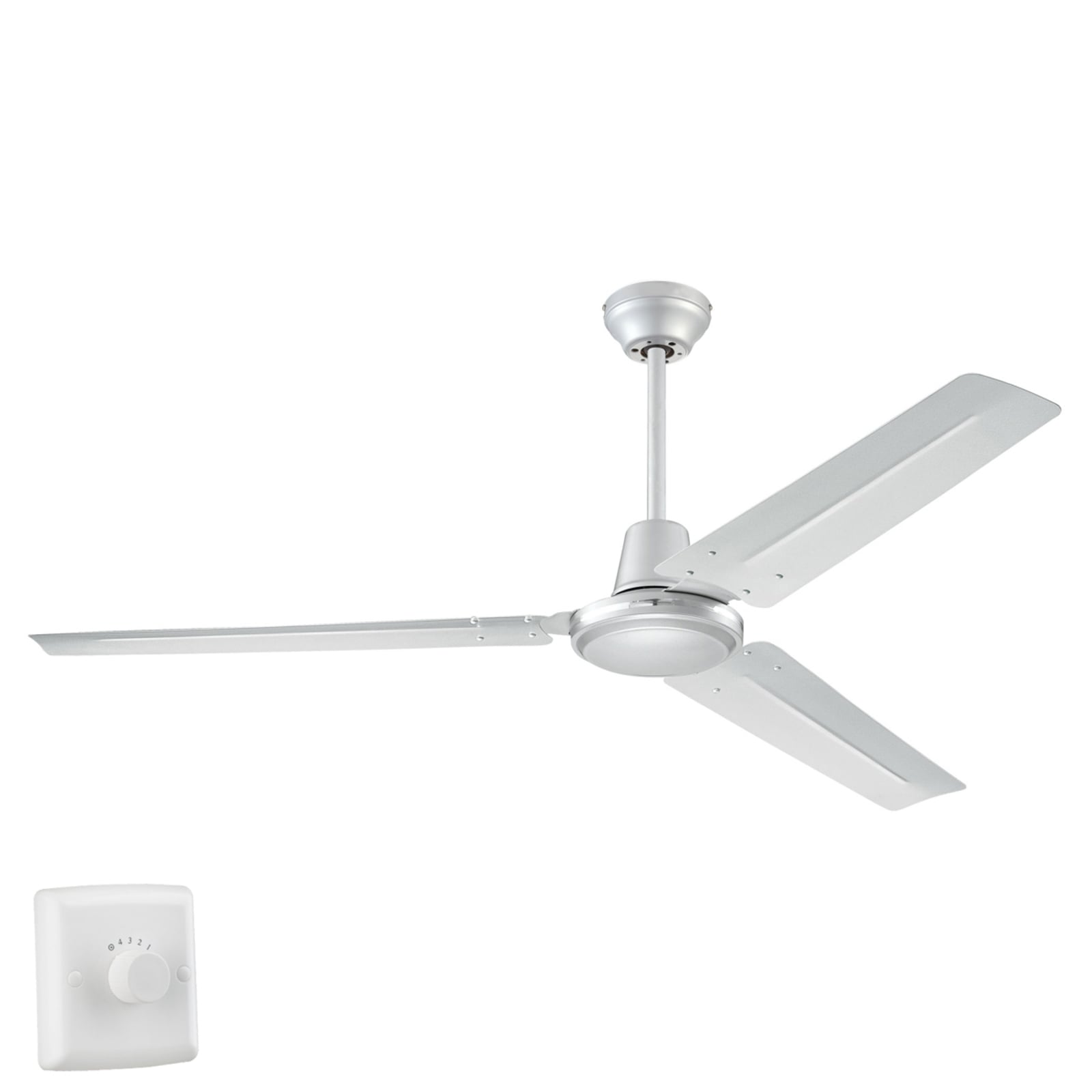 Takvifte Industrial sølv stål Ø142 cm forfra