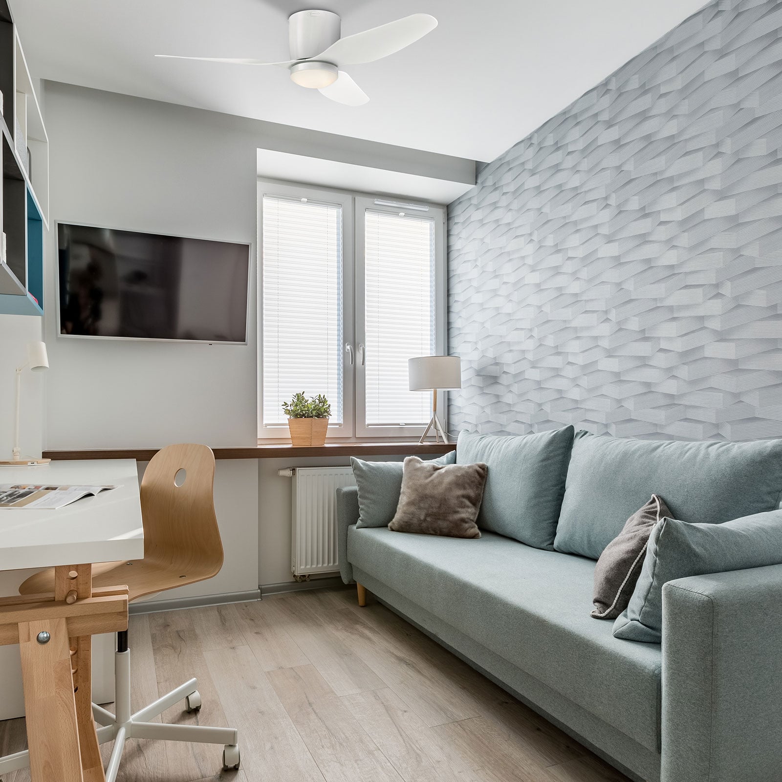 Takvifte LED Carla dimbar hvit Ø117 cm detalj av vifteblader