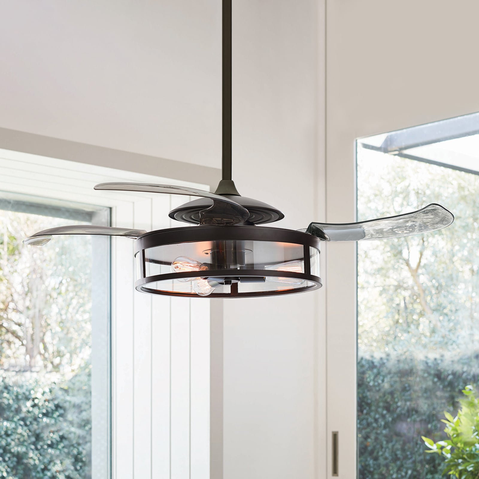 Takvifte med LED-lys Fanaway Classic Ø122 cm svart bakside