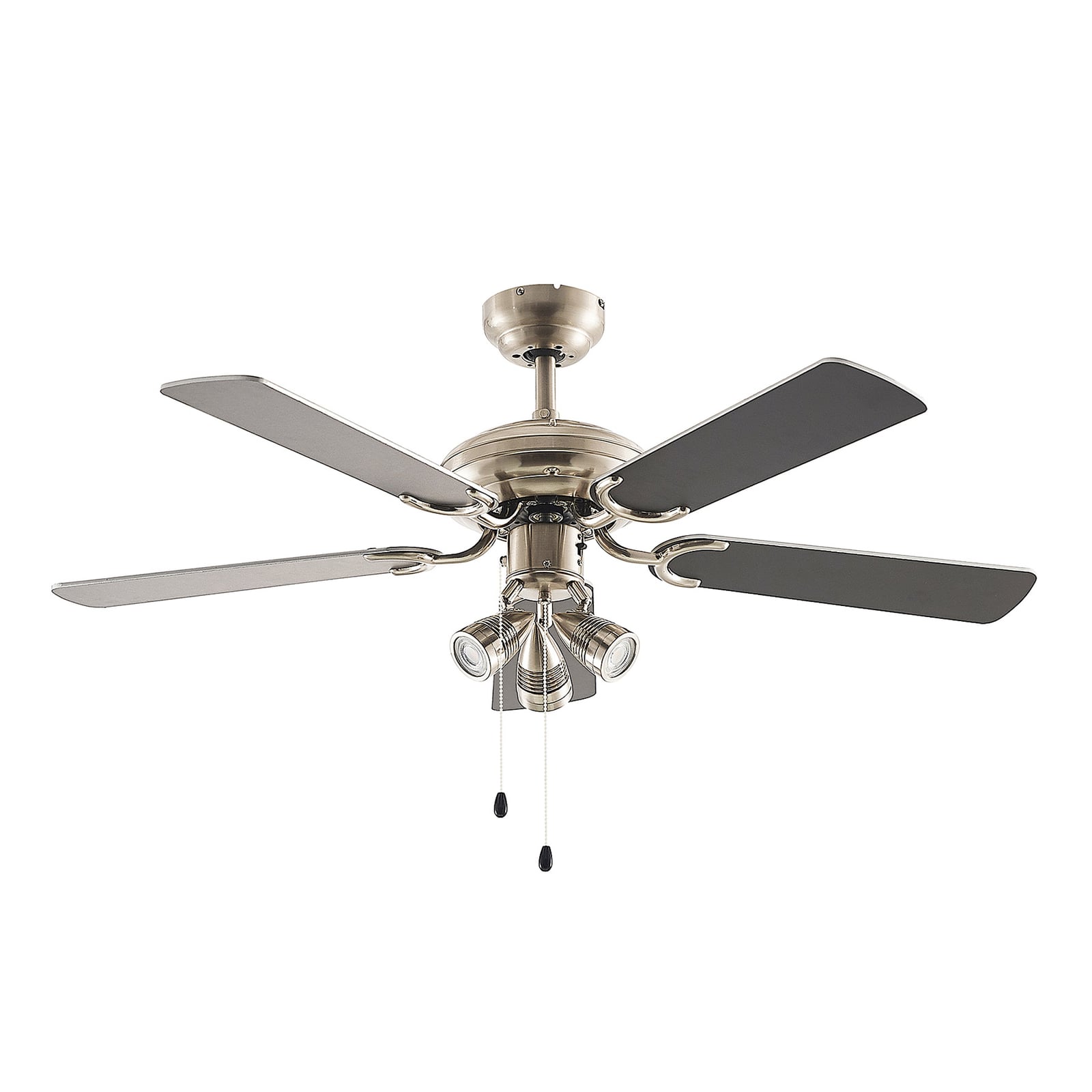 Detalj av Takvifte med lys Anariki sølv/svart GU10 Ø108 cm vifteblad