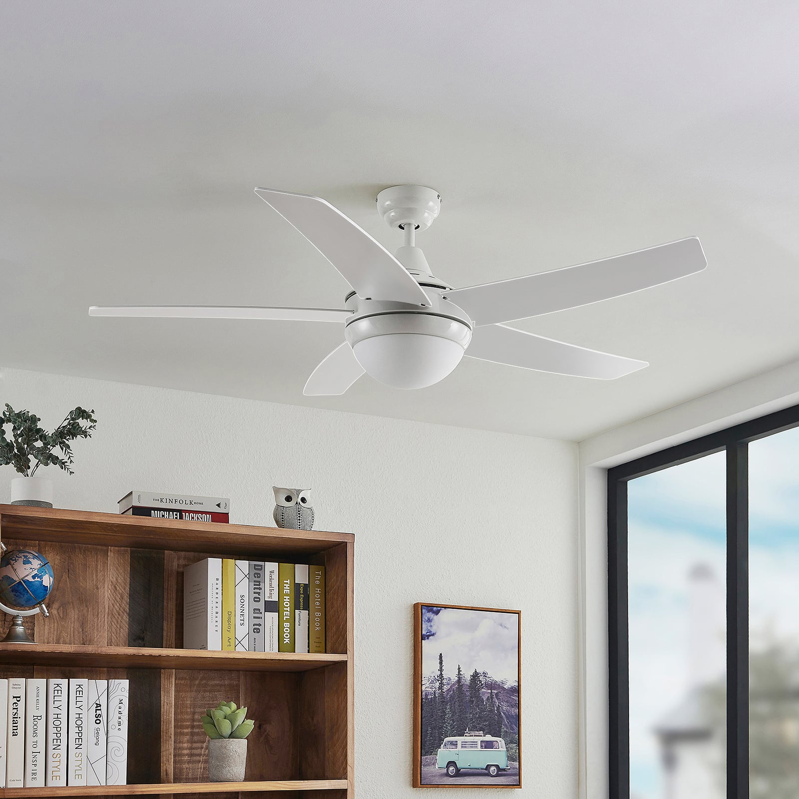 Takvifte med lys Auraya hvit/eik E14 Ø130 cm bakside