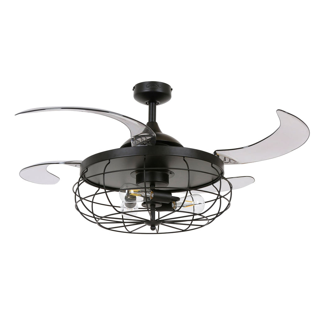 Takvifte med lys Fanaway Industri svart E27 Ø122 cm forfra