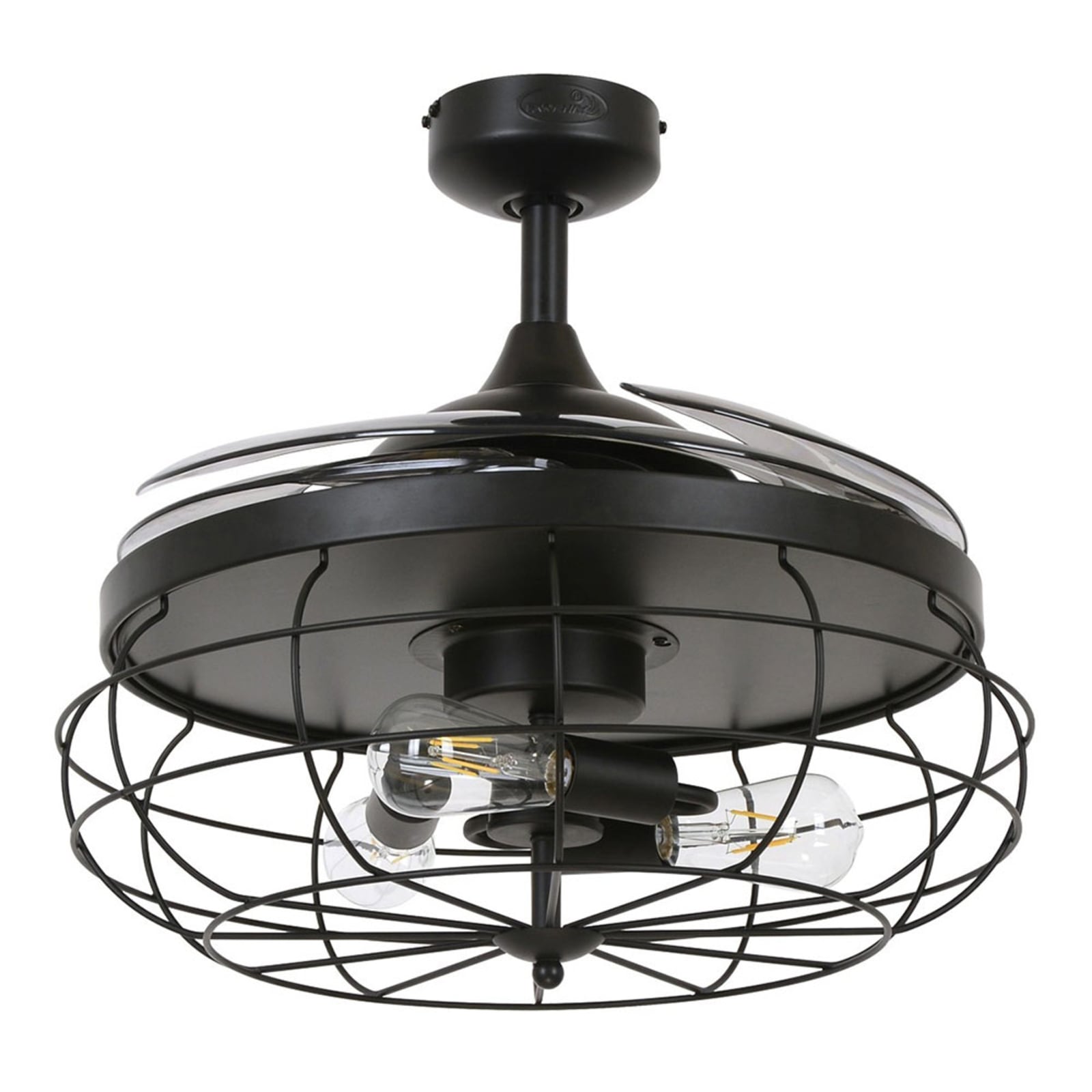 Baksiden av Takvifte med lys Fanaway Industri svart E27 Ø122 cm