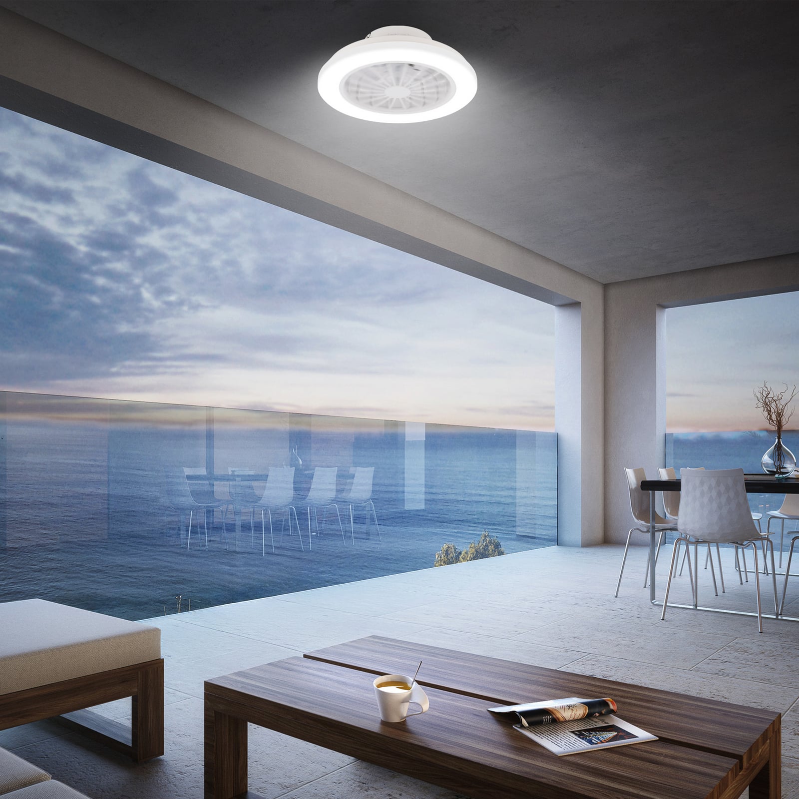 Montert Takvifte Pafo LED dimbar CCT med fjernkontroll Ø38 cm hvit i rom