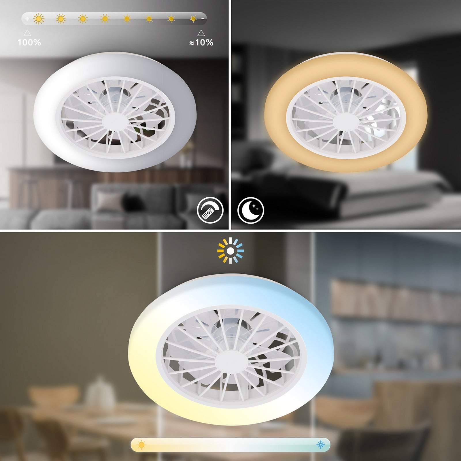 Lysfunksjon på Takvifte Pafo LED dimbar CCT med fjernkontroll Ø38 cm hvit