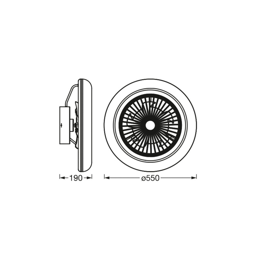 Takvifte med lys ROUND LED WiFi CCT dimbar Ø55 cm OSRAM SMART+ bakside