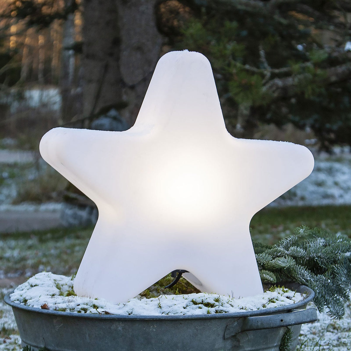 Terrasselampe stjerneformet hvit plast 50 cm IP65 STAR TRADING forfra