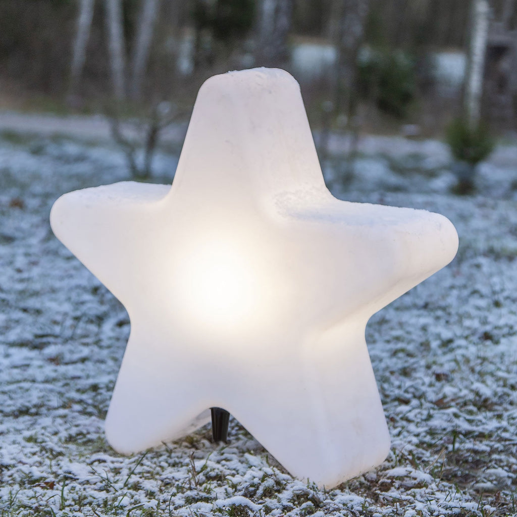 Terrasselampe stjerneformet hvit plast 50 cm IP65 STAR TRADING montert ute