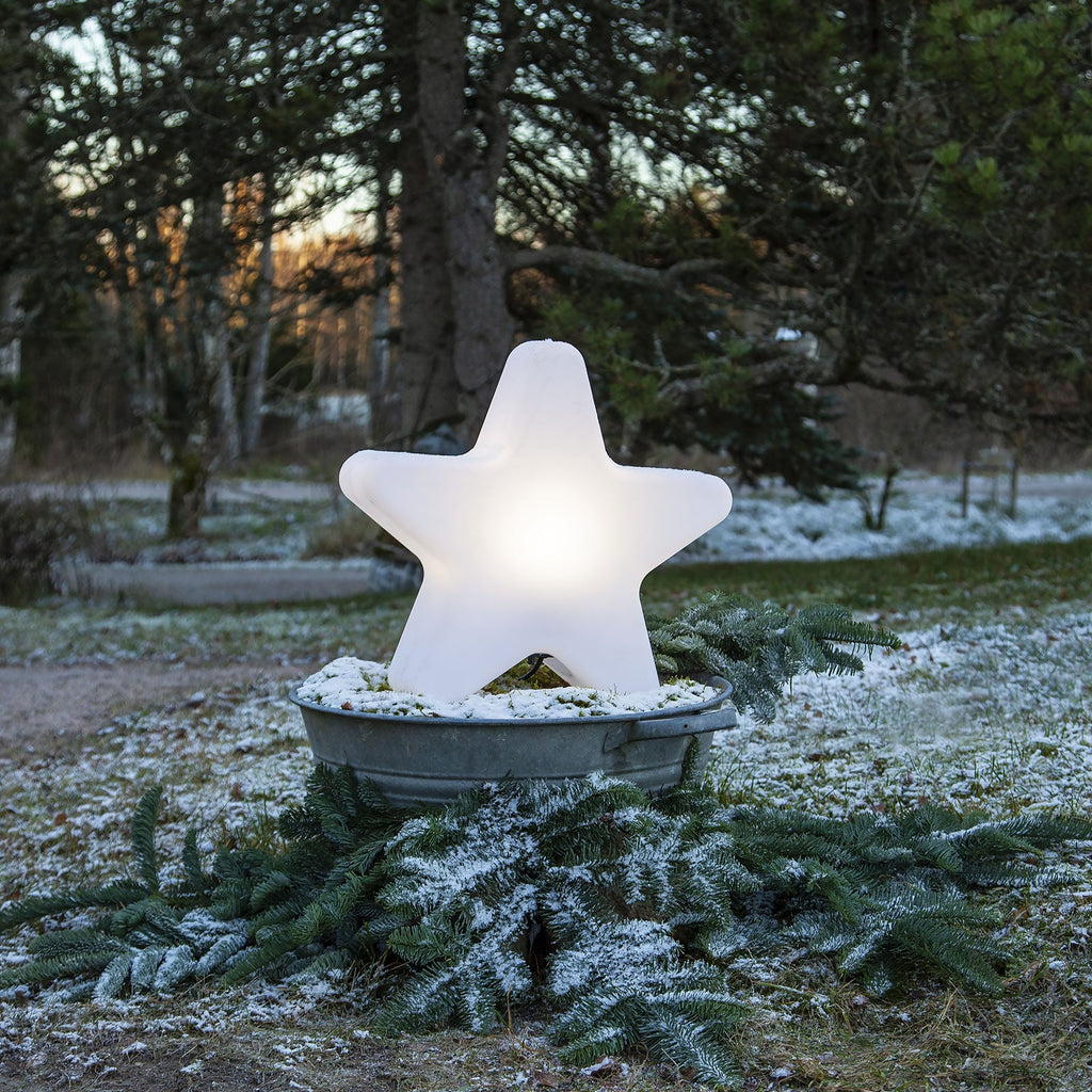 Terrasselampe stjerneformet hvit plast 50 cm IP65 STAR TRADING med jordspyd