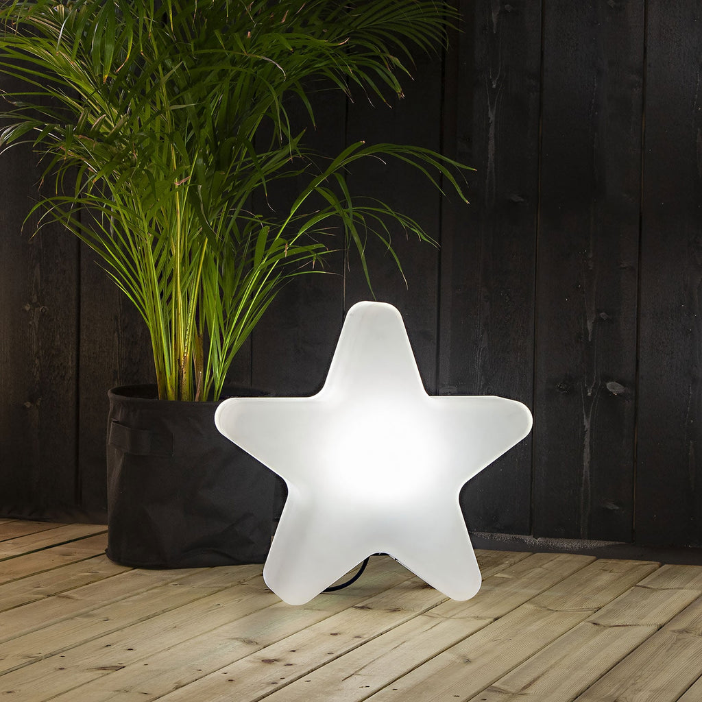 Terrasselampe stjerneformet hvit plast 50 cm IP65 STAR TRADING kabel og bryter