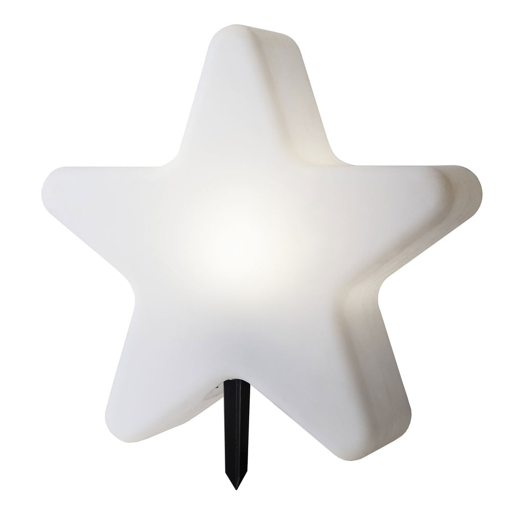Terrasselampe stjerneformet hvit plast 50 cm IP65 STAR TRADING detalj av sokkel