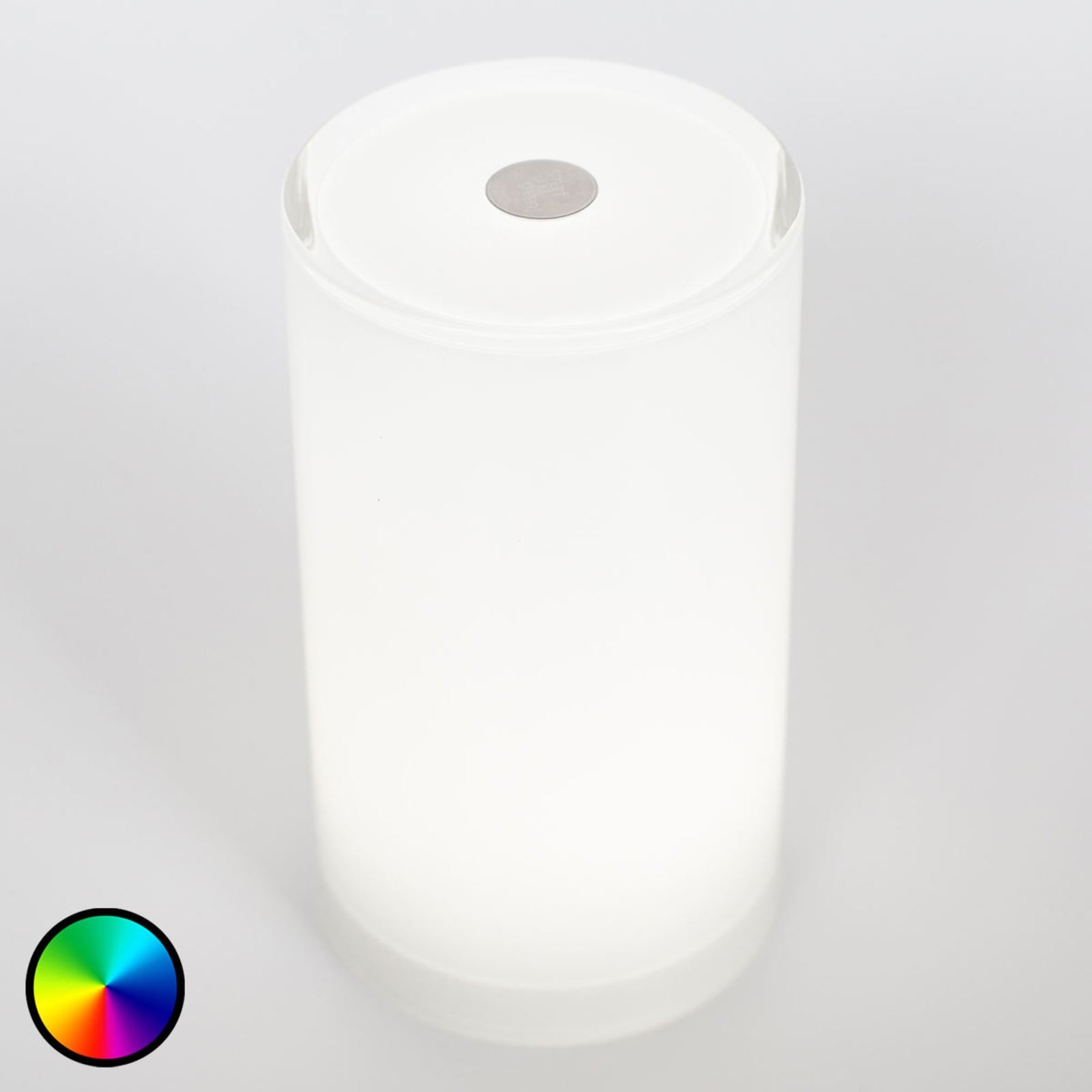Trådløs bordlampe Tub appstyrt RGBW dimbar IP44 forfra