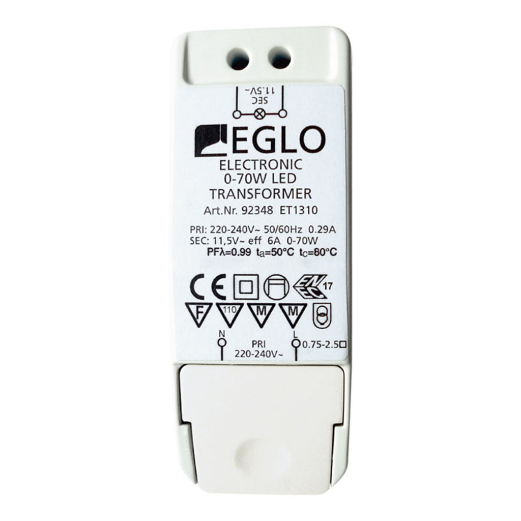 Transformator 11,5V 0-40W LED 0-70W halogen dimbar - EGLO forfra