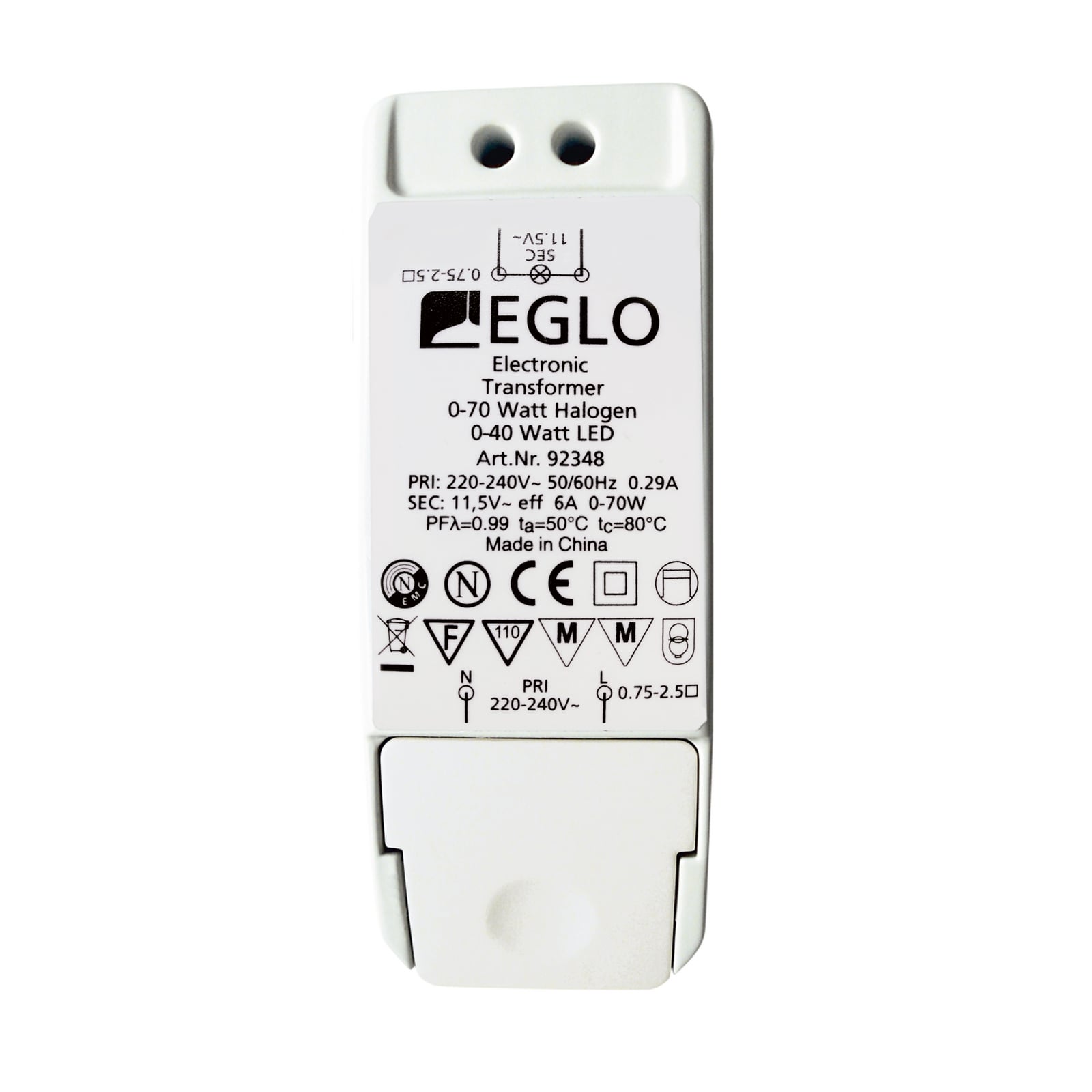 Montert Transformator 11,5V 0-40W LED 0-70W halogen dimbar - EGLO i bruk
