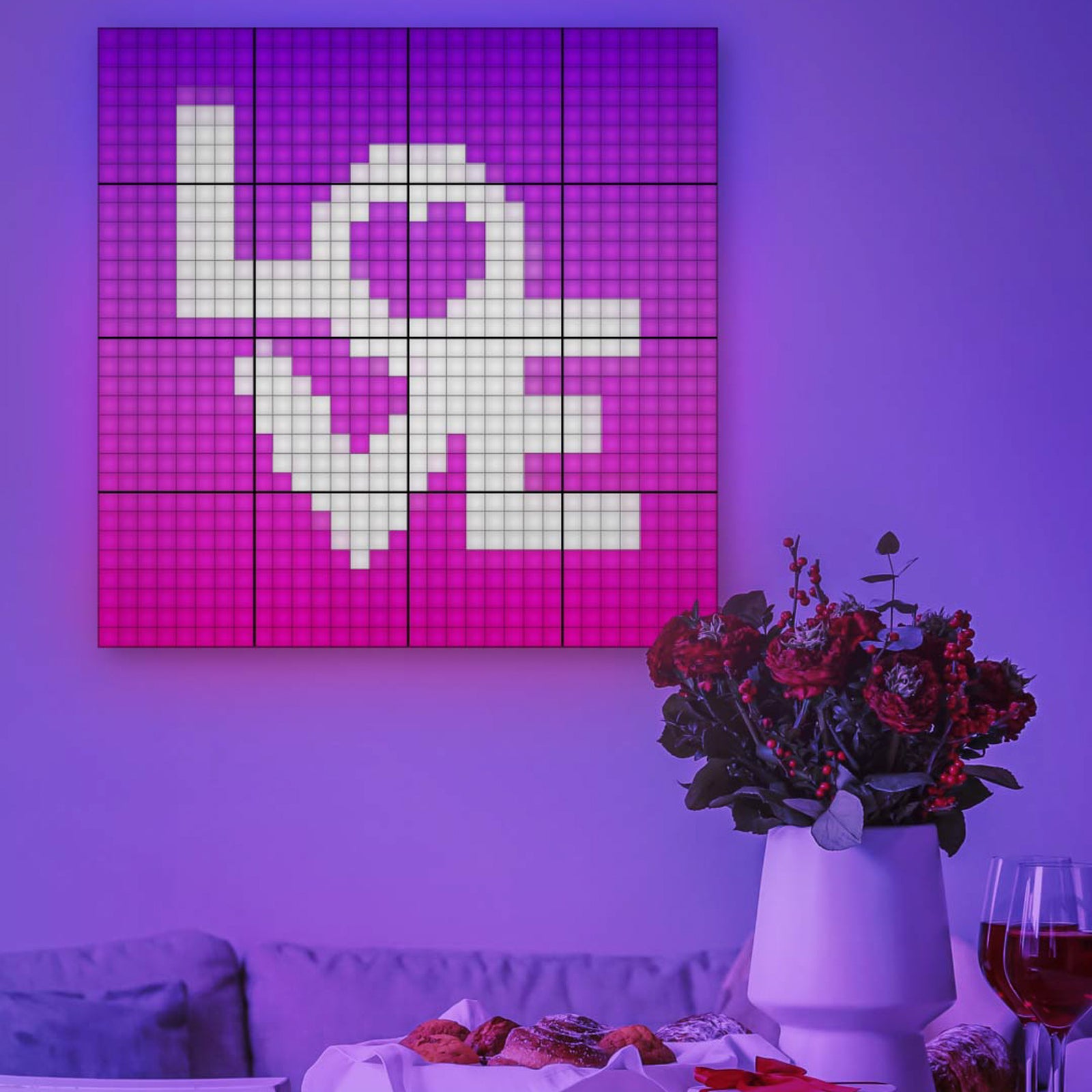 Twinkly RGB-Squares LED-dekorpanel svart 16x16 cm USB-C bakside