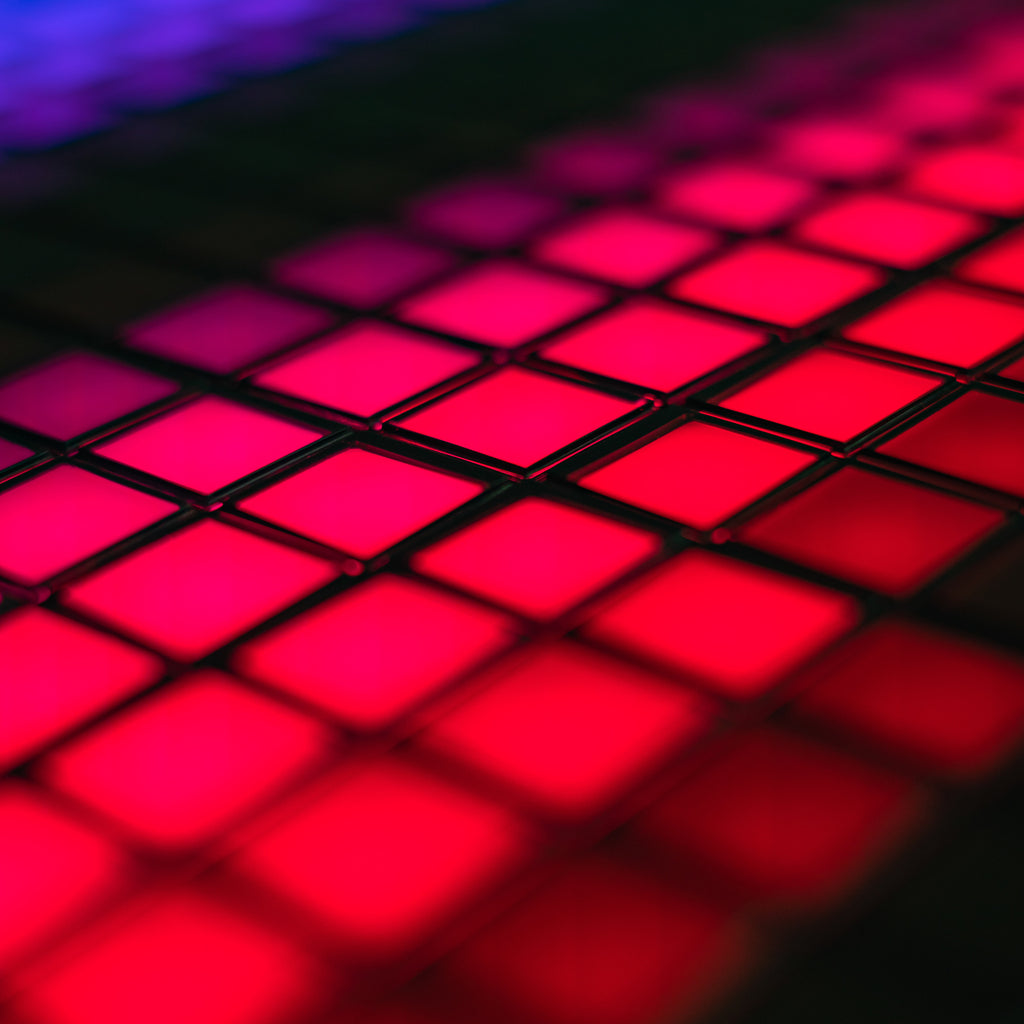 Detalj av LED-piksler på Twinkly RGB-Squares LED-dekorpanel svart 16x16 cm USB-C