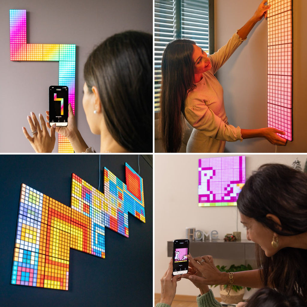 Twinkly RGB-Squares LED-dekorpanel svart 16x16 cm USB-C med USB-C kabel