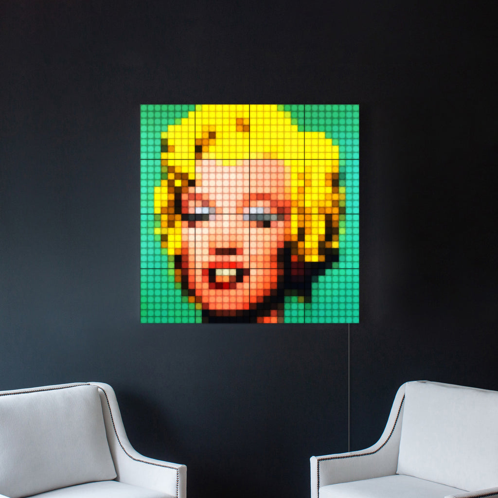 Montert Twinkly RGB-Squares svart 3-pakning utvidelse i stue