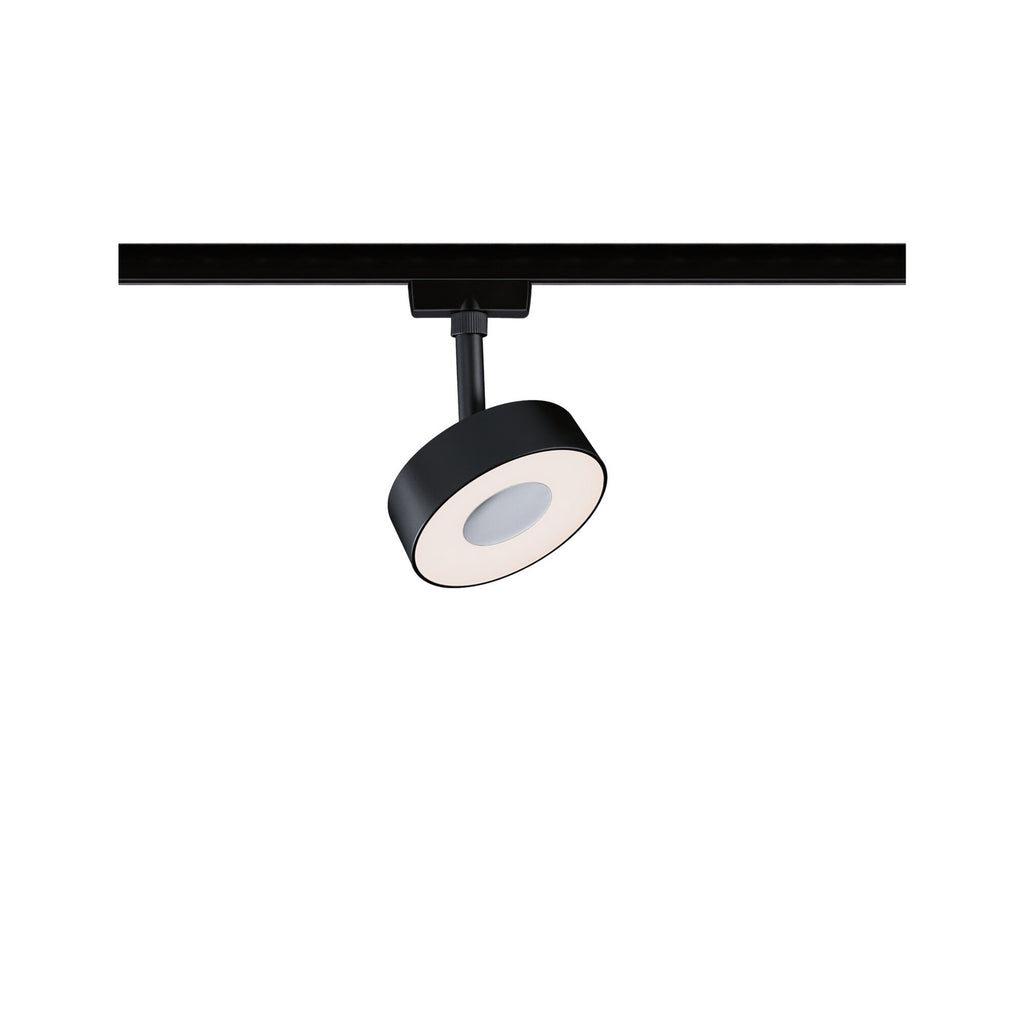 URail Circle LED-spot dimbar 3000K matt svart Ø9,8 cm forfra