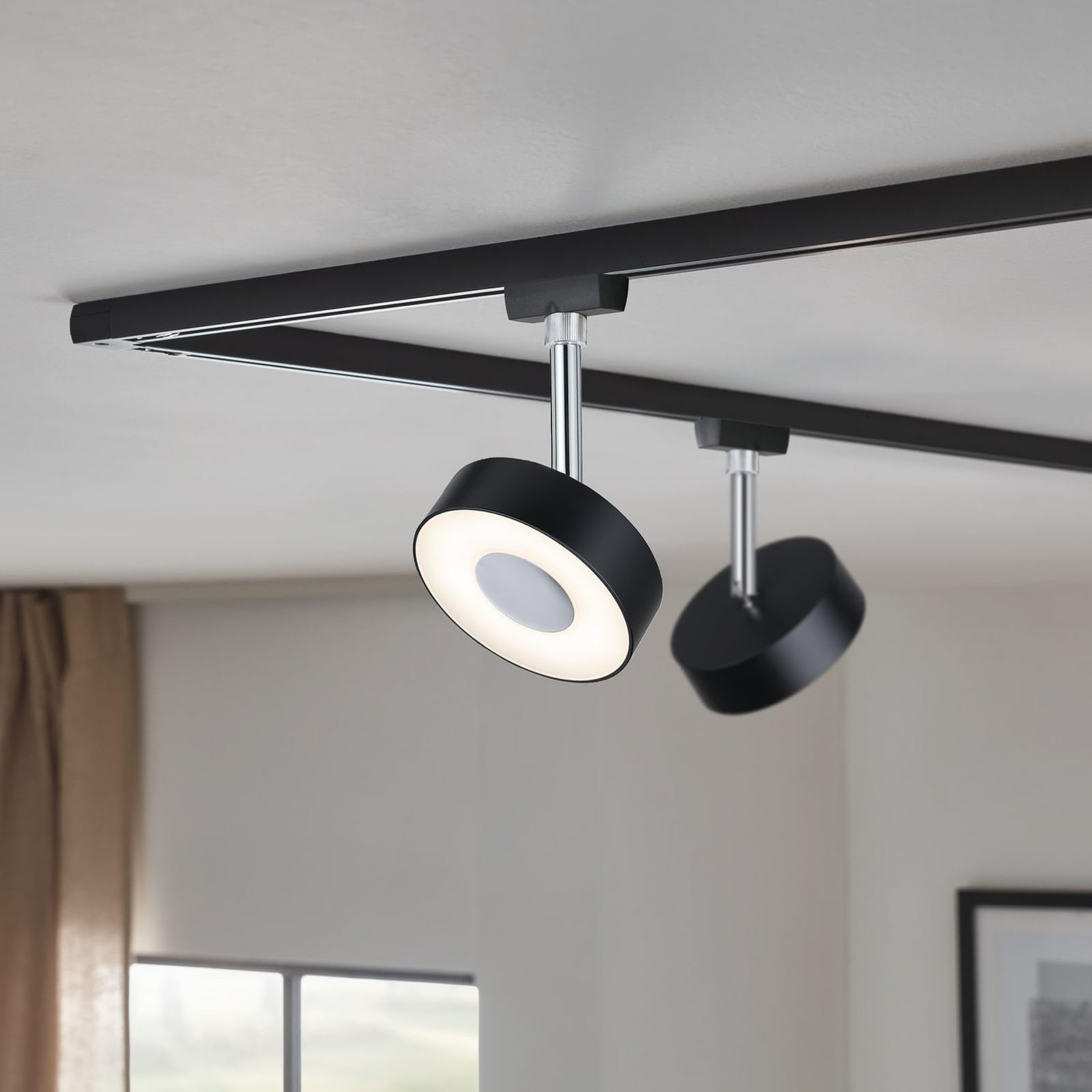 URail Circle LED-spot dimbar 3000K matt svart Ø9,8 cm bakside