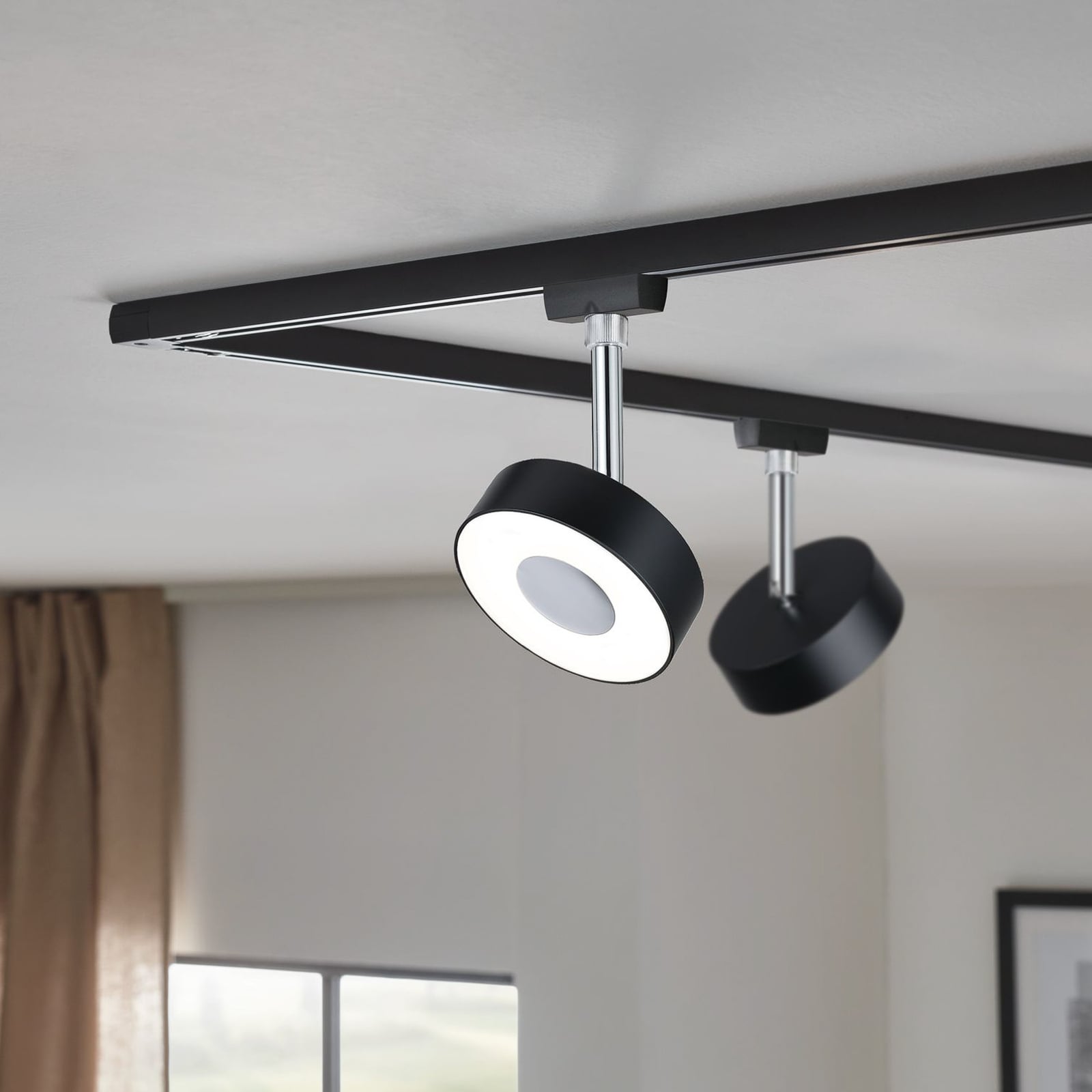 URail Circle LED-spot dimbar 4000K matt svart Ø9,8 cm detalj