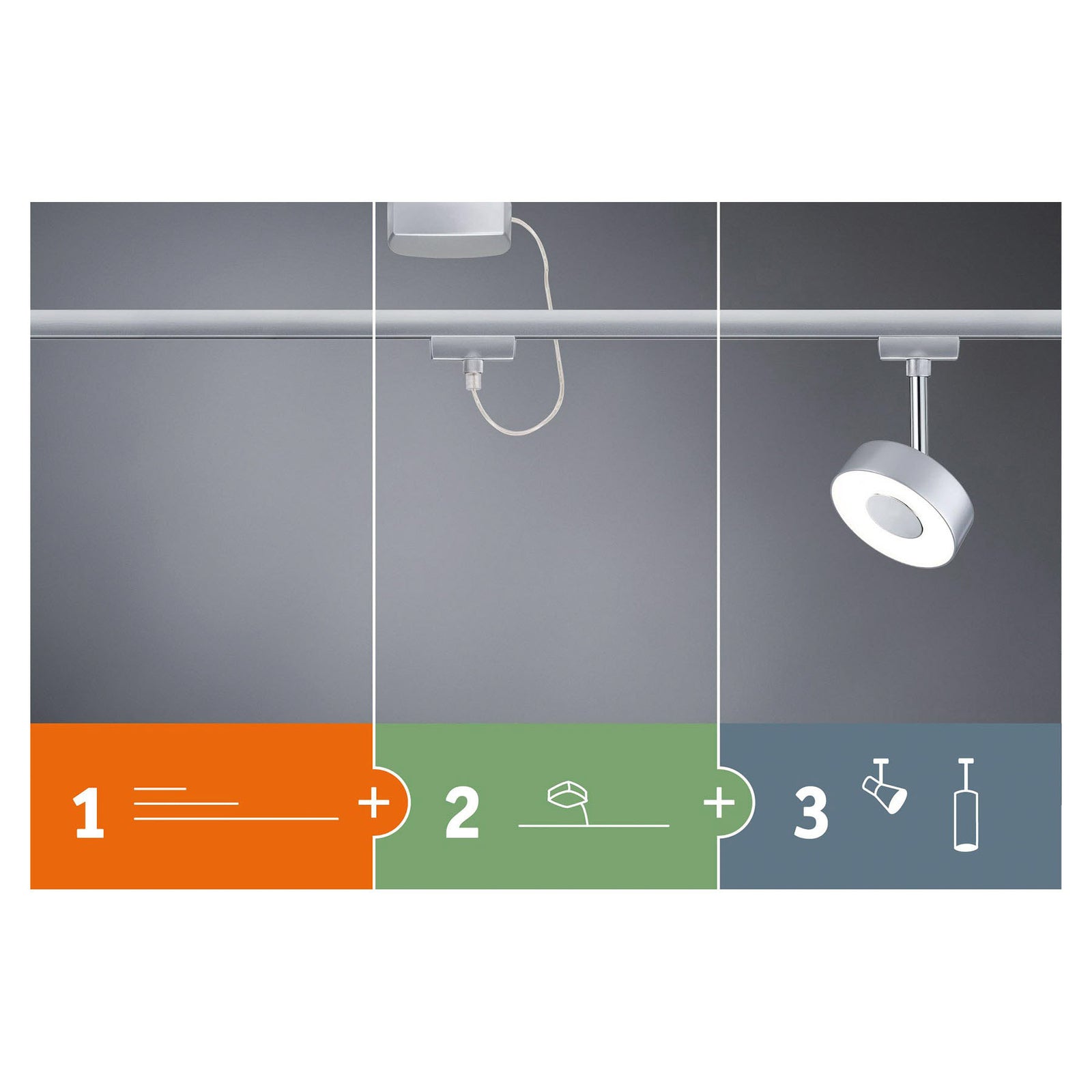 URail Dipper LED-spot 2-lys dimbar matt krom Paulmann på URail skinne
